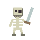The game's Crypt Swordsman, a small skeleton holding a sword.