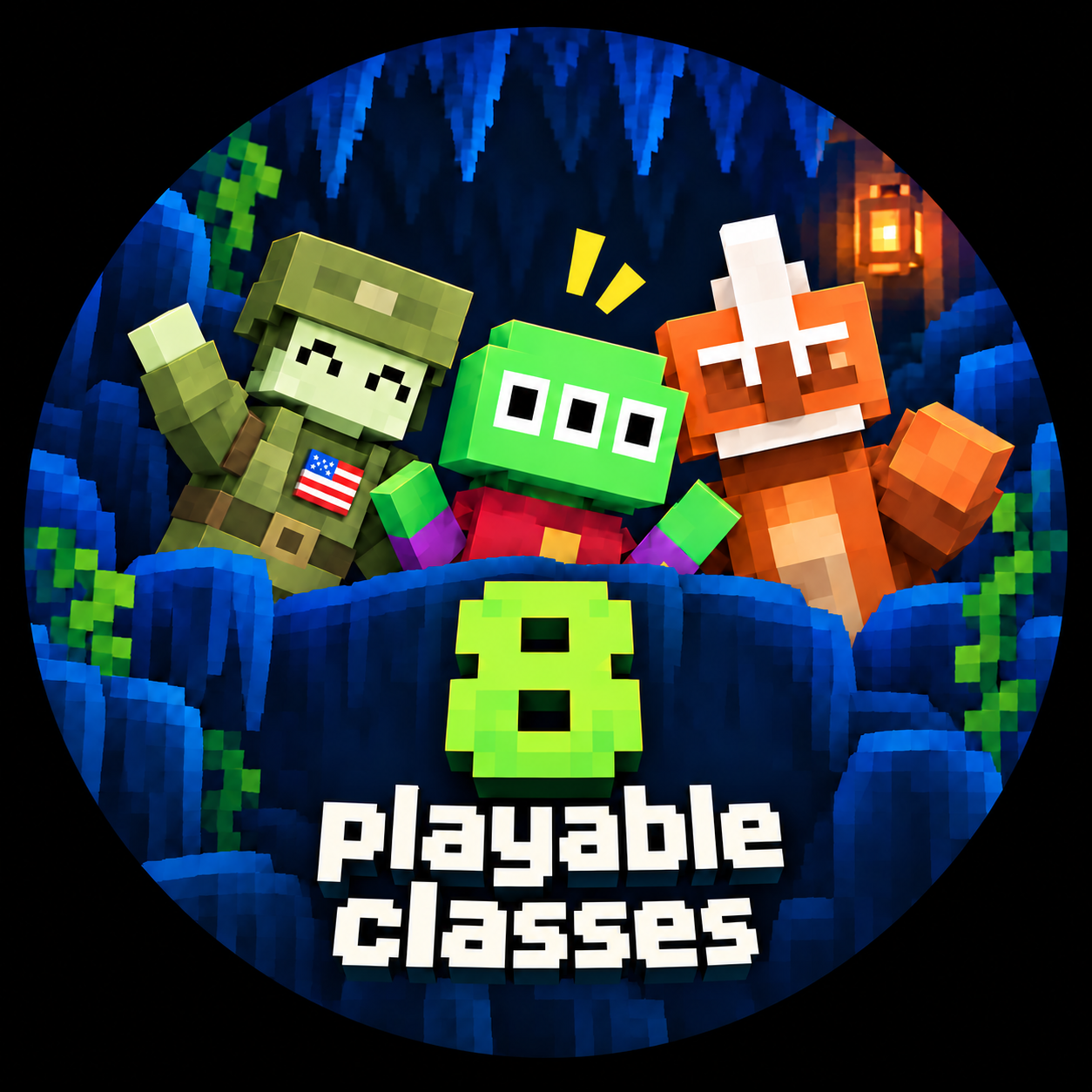 8 playable classes, with Grunt, the three-eyed alien and the orange titan.